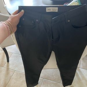 Zara black wax finished pants